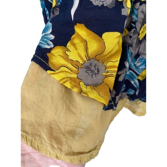 Plus size women’s floral blue and yellow tiered ruffle hem baby doll top - Picture 6 of 7